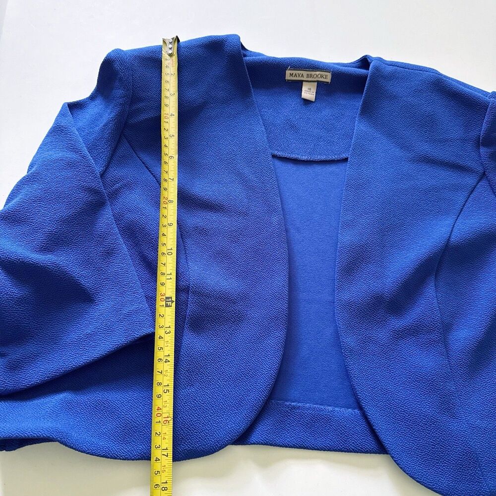 Womens NEW Maya Brooke Black Blue Blazer Jacket Sheath Dress Set Size 16 Stretch - Picture 13 of 16